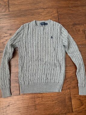 Polo by Ralph Lauren Gray Cable-Knit Crewneck Sweater